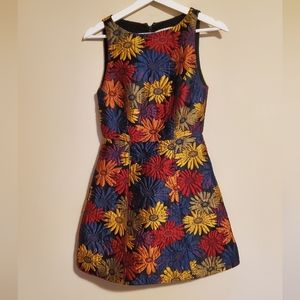 Alice and Olivia Jacquard Floral Mini Dress Size Women's 0 Flowers Fit and Flare